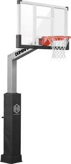 Dominator 60 by 36 inch glass hoop at the same three-quarter view as the 54 inch, where the board is visibly wider and reaches further past the rim on each side.
