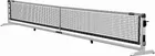 Render of the Dominator Pro Max portable pickleball net in brushed aluminum: a 271 inch frame on square 2.95 inch posts, with a lift handle at one end that raises the wheels off the court.